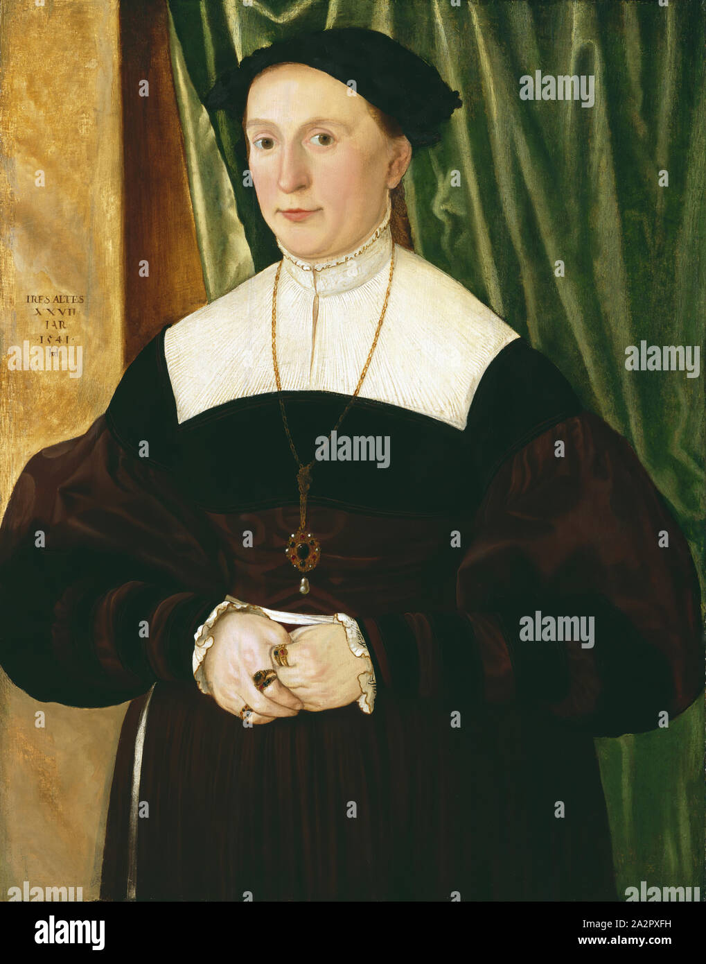 Hans Muelich, Tedesco, 1516-1573, Ritratto di una donna, 1541, olio su pannello in legno, senza cornice: 25 1/2 × 19 1/2 pollici (64,8 × 49,5 cm Foto Stock Hans Muelich, Tedesco, 1516-1573, Ritratto di una donna, 1541, olio su pannello in legno, senza cornice: 25 1/2 × 19 1/2 pollici (64,8 × 49,5 cm Foto Stock