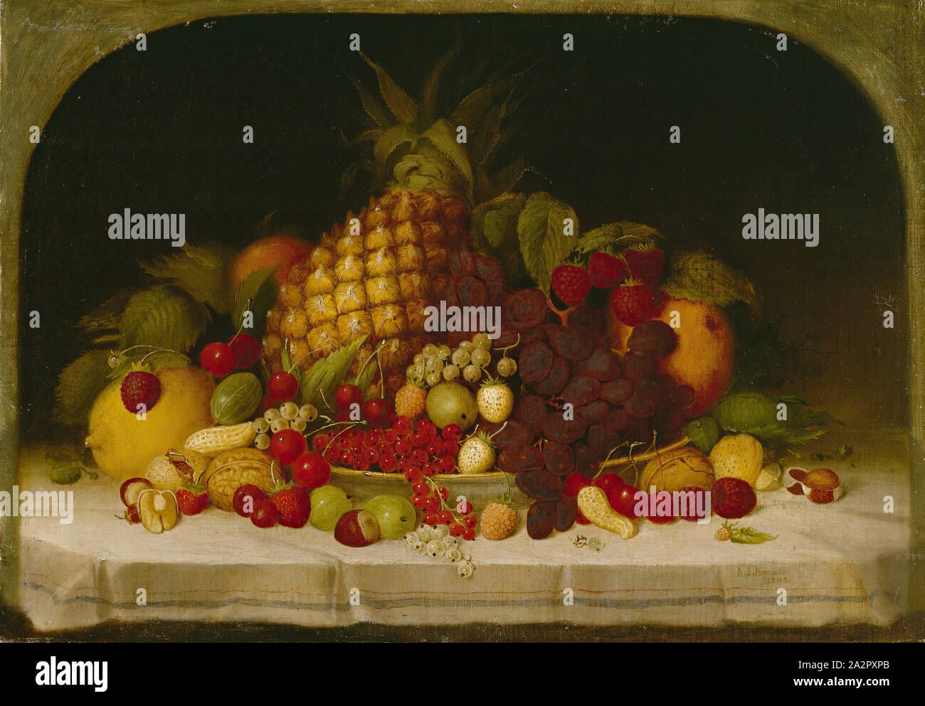 Robert S. Duncanson, americano, 1821 - 1872, pezzo di frutta, 1849, olio su tela, senza cornice: 14 × 20 pollici (35,6 × 50,8 cm Foto Stock
