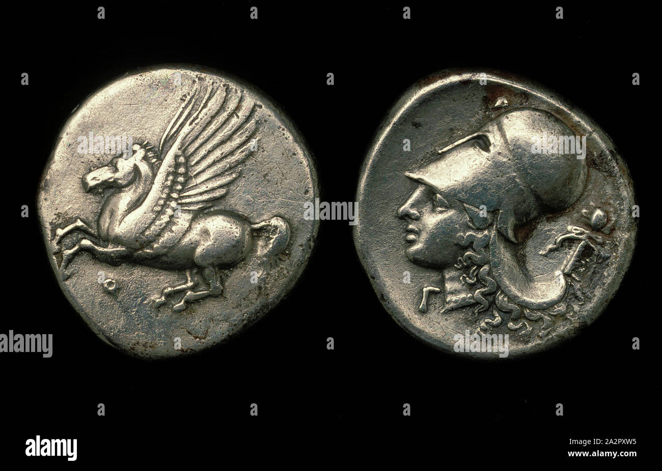 Greco, starter di Corinto, 350/338 BC, argento, Diam. 13/16 Foto Stock
