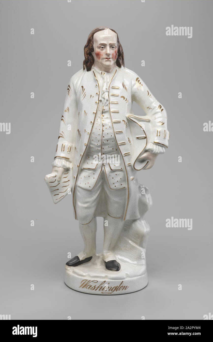 Sconosciuto (inglese), Benjamin Franklin, ca. 1800, ceramica, complessivo: 15 1/16 × 7 × 4 1/4 pollici (38,3 × 17,8 × 10,8 cm Foto Stock