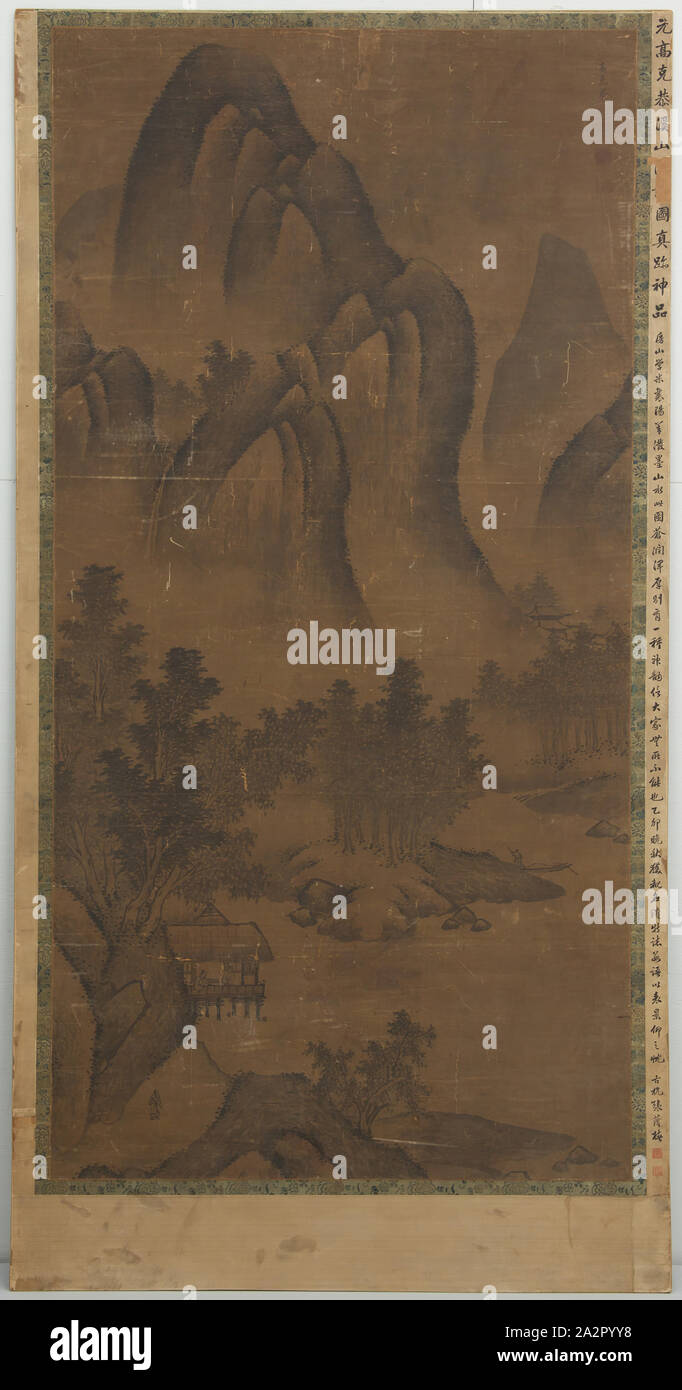 Sconosciuto (cinese), il paesaggio di montagna, 1260/1368, inchiostro su seta montati a bordo, globale (montato su masonite): 67 1/2 × 34 1/2 pollici (171,5 × 87,6 cm Foto Stock