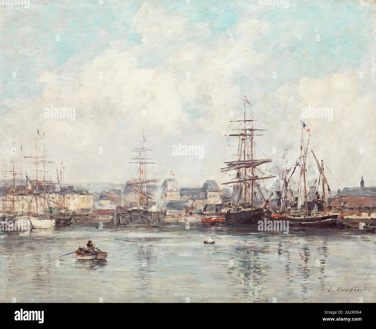 Eugene Louis Boudin, Francese, 1824-1898, Casimir Delavigne Conca di Le Havre, 1874, olio su pannello in legno, senza cornice: 14 3/4 × 18 1/2 pollici (37,5 × 47 cm Foto Stock Eugene Louis Boudin, Francese, 1824-1898, Casimir Delavigne Conca di Le Havre, 1874, olio su pannello in legno, senza cornice: 14 3/4 × 18 1/2 pollici (37,5 × 47 cm Foto Stock