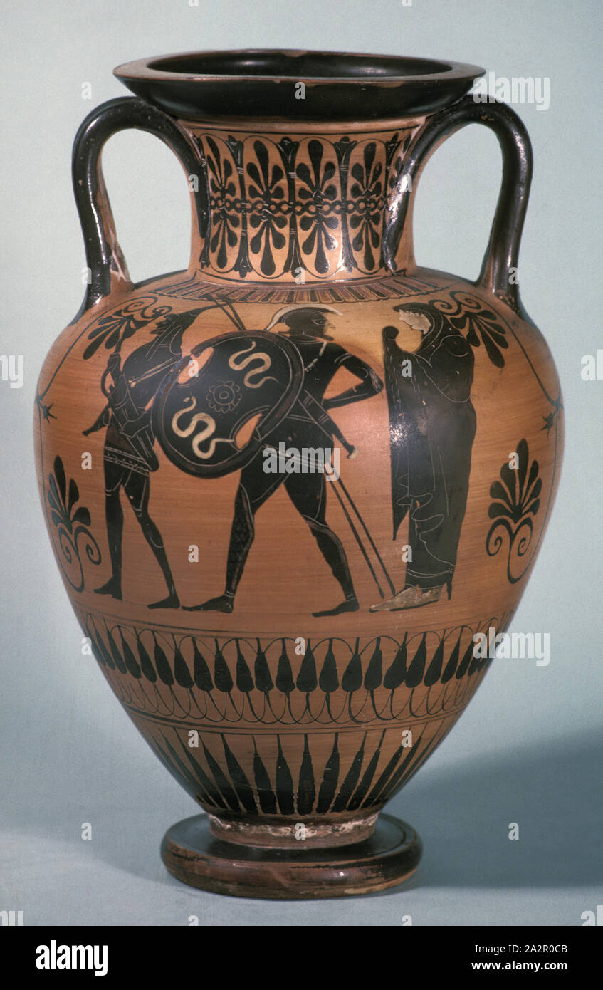Attribuito al pittore S, greco, Storage Jar, 520/500 BC, argilla, 16 3/4 x 10 5/8 in. diam. (42,8 x 28,0 cm Foto Stock