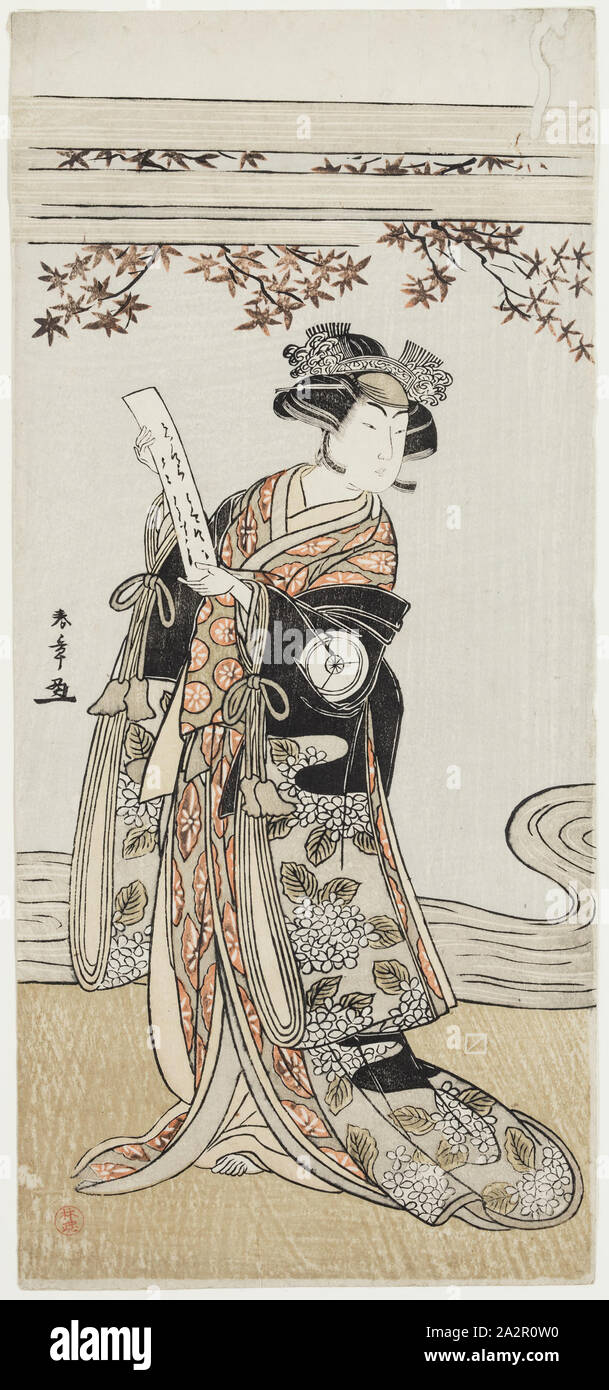 Katsukawa Shunsho, Giapponese, 1726-1792, attore Iwai Hanshiro IV in un ruolo femminile, c. 1770, inchiostro e colori su carta Foto Stock