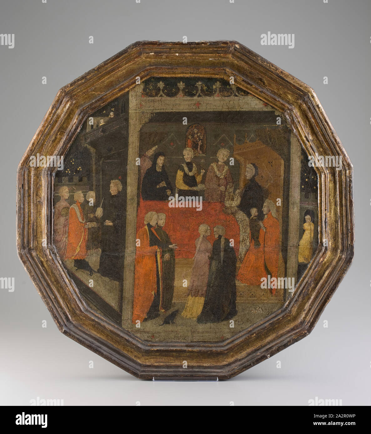 Sconosciuto (italiano), giovane madre riceve le congratulazioni di amici del xv secolo, olio su pannello in legno, privo di cornice (irreg.): 22 1/2 × 22 1/2 pollici (57,2 × 57,2 cm Foto Stock Sconosciuto (italiano), giovane madre riceve le congratulazioni di amici del xv secolo, olio su pannello in legno, privo di cornice (irreg.): 22 1/2 × 22 1/2 pollici (57,2 × 57,2 cm Foto Stock