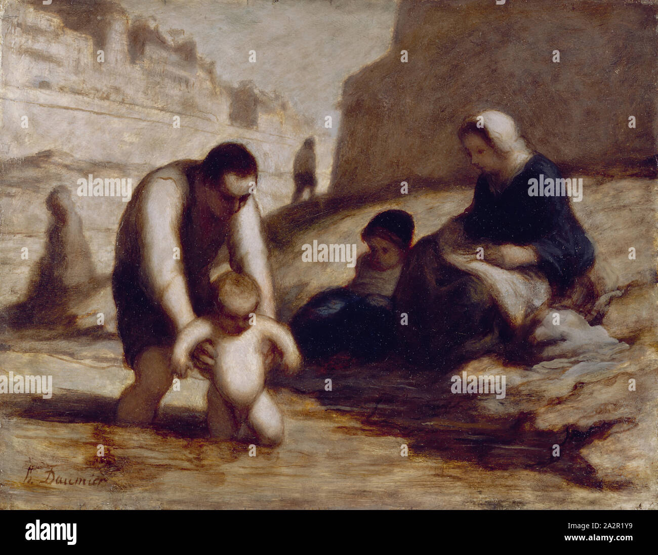 Honoré Daumier, Francese, 1808-1879, primo bagno, secolo XIX, olio su pannello in legno, senza cornice: 11 1/2 × 14 pollici (29,2 × 35,6 cm Foto Stock Honoré Daumier, Francese, 1808-1879, primo bagno, secolo XIX, olio su pannello in legno, senza cornice: 11 1/2 × 14 pollici (29,2 × 35,6 cm Foto Stock
