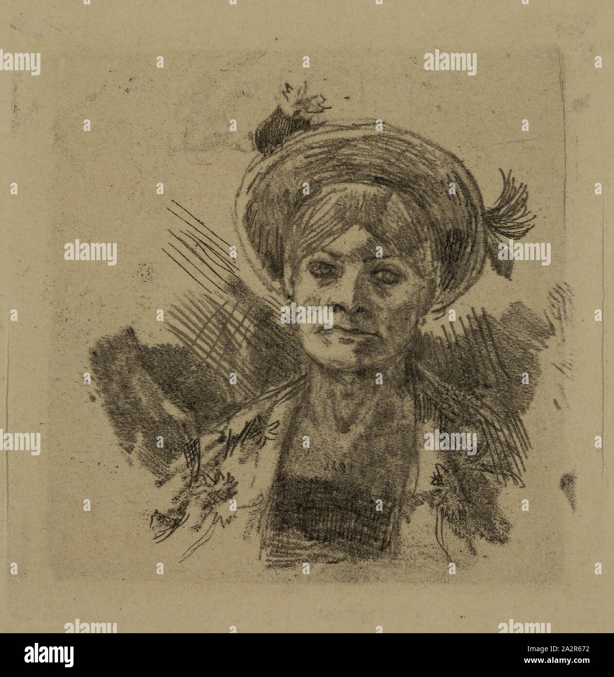 Félicien Joseph Victor Rops, belga, 1833-1898, Tesson humain, 1895, soft-attacco di massa stampato in nero su carta intessuta, Piastra: 2 1/2 x 2 3/8 pollici (6,4 × 6 cm Foto Stock