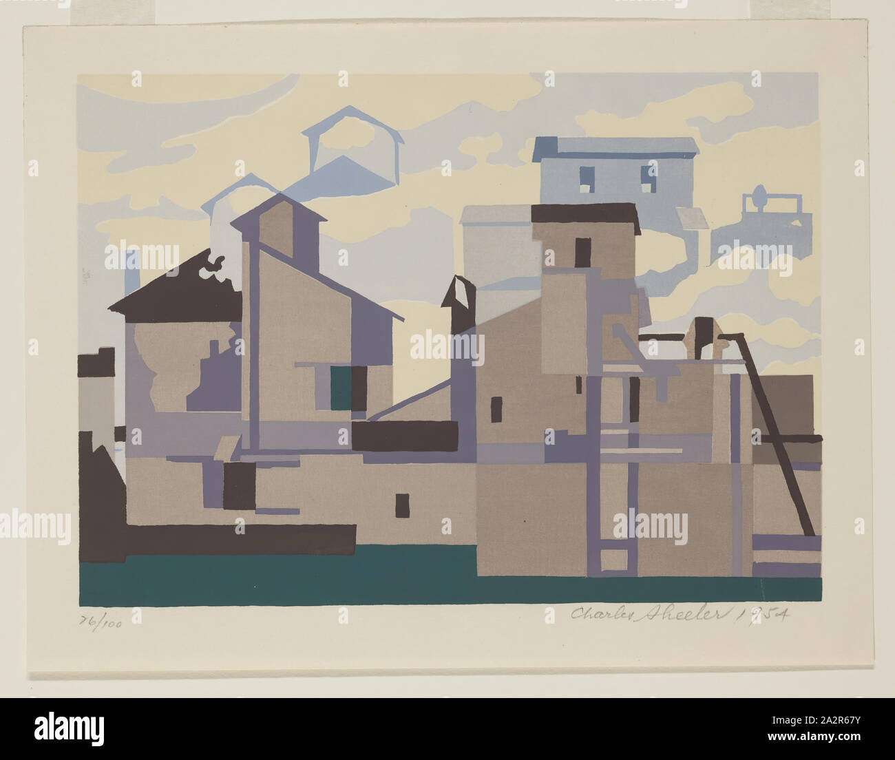 Charles Sheeler, Americano, 1883-1965, Architettonico cadenza, 1954, serigrafia stampata con inchiostro a colori su carta intessuta, Immagine: 6 1/4 x 8 5/8 pollici (15,9 × 21,9 cm Foto Stock