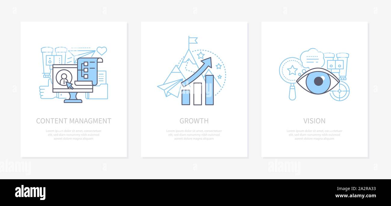 Il marketing digitale - linea stile design set di icone Illustrazione Vettoriale