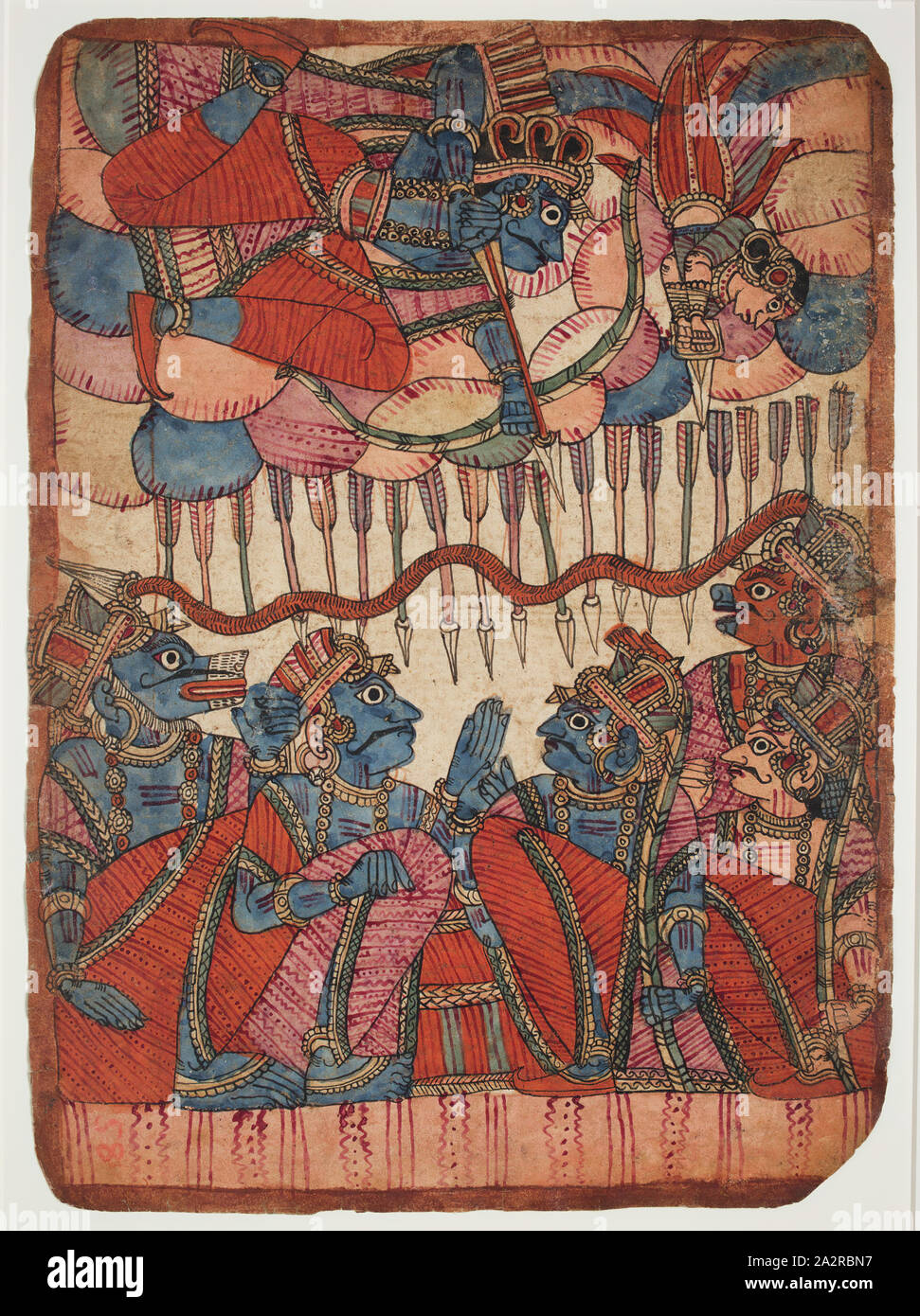 Sconosciuto (Indiana), scena del Ramayana, ca. 1800, tempera su carta, foglio: 15 3/4 × 12 1/2 pollici (40 × 31,8 cm Foto Stock