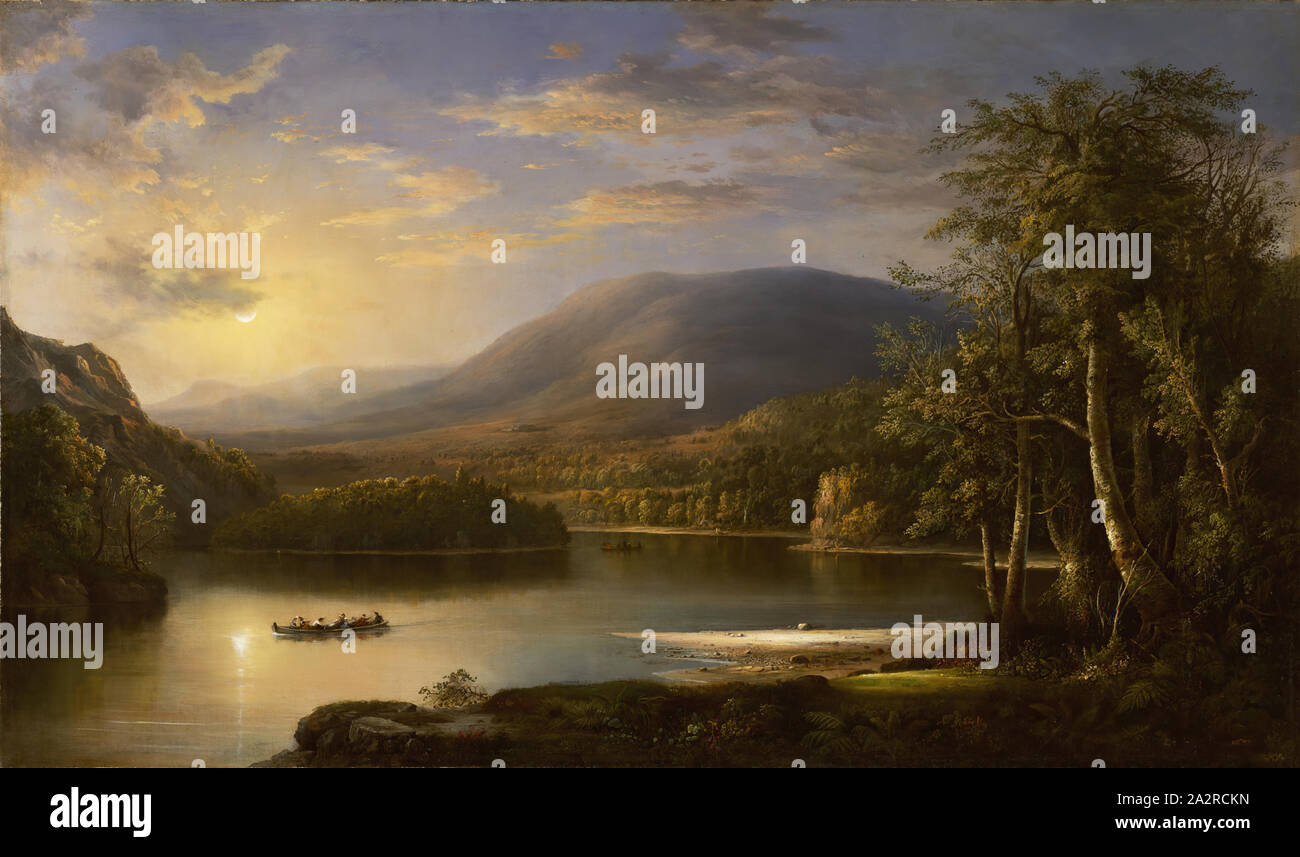 Robert S. Duncanson, americano, 1821 - 1872, Ellen's Isle, Loch Katrine, 1871, olio su tela, senza cornice: 28 1/2 × 49 pollici (72,4 × 124,5 cm Foto Stock
