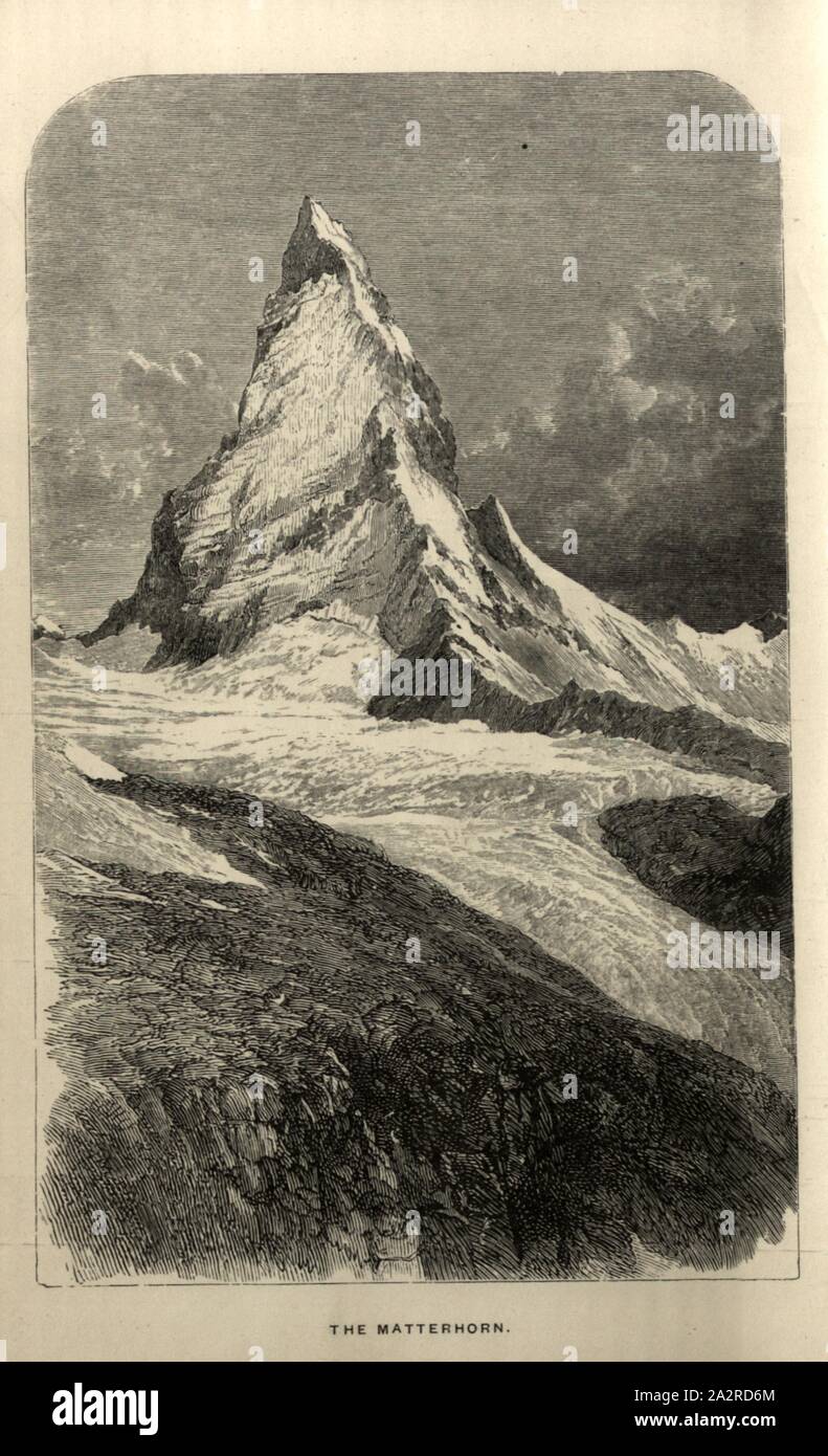 Il Cervino Il Cervino, incisione su legno, piastra 4, integrato prima di p. 117, Whymper, Edward (sc.), 1871, John Tyndall, delle ore di esercizio nelle Alpi. Londra: Longmans, verdi e Co., 1871 Foto Stock