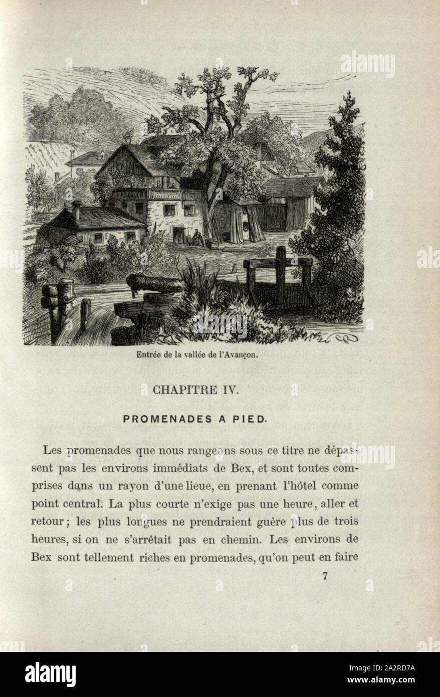 Ingresso alla valle Avançon, View House all'Avant-garde di Nant à Bex, p. 97 105, Roux, Gustave, Eugène Rambert: Bex et ses dintorni guide et souvenir. Losanna: Gole Bridel, 1871 Foto Stock