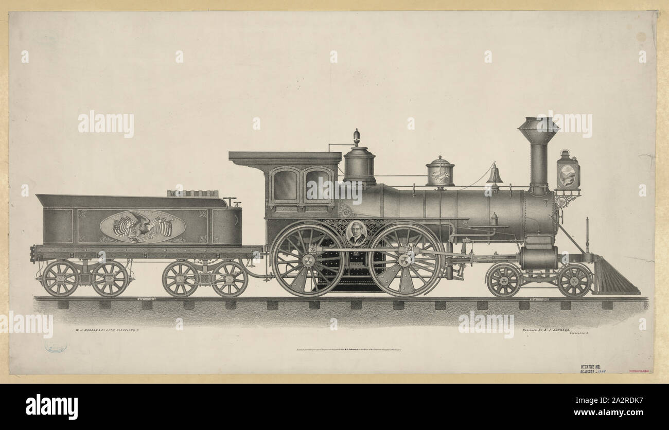 Ferrovia motore / W.J. Morgan & Co. lith., Cleveland, O. ; progettato da A.J. Johnson, Cleveland, O Foto Stock