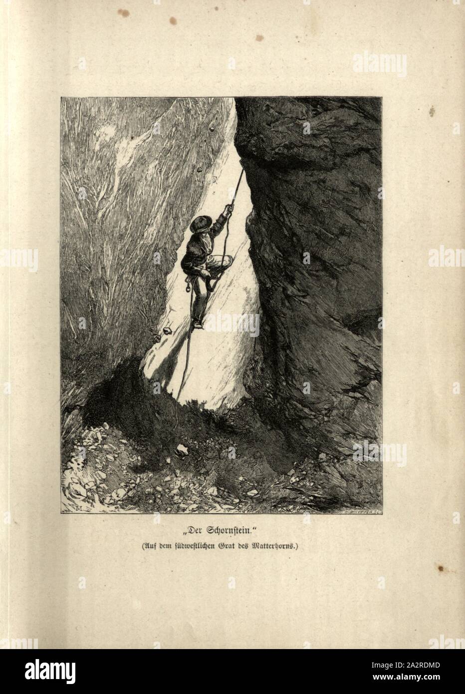 Lotto sul Cervino (cresta sud-ovest), firmato: Whymper; M, incisione su legno, dopo l., pag. 142 Foto Stock