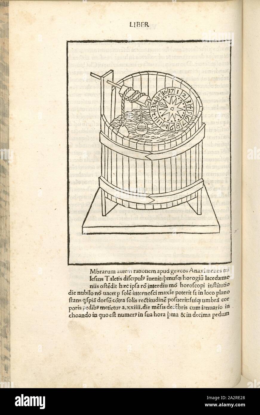 Vasca di legno con la composizione, la guerra nel Medioevo, iva in legno con acqua e comporre, anno, mesi xilografia, p. 198 (Liber septimus), 1483, Roberto Valturio: [De re militari]. Verona: [Boninus de Boninis], [1483 Foto Stock
