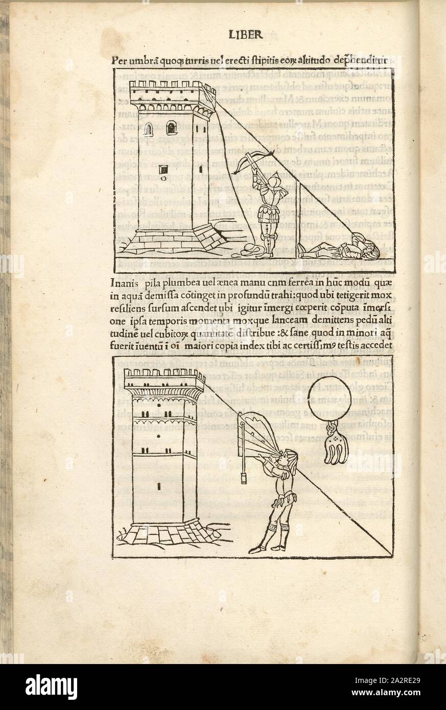 Assedio di una fortezza torre, la guerra nel Medioevo, la città sotto assedio, assedio tecnica di una torre fortezza con la balestra e corde, xilografia, S. 66, (Liber Secundus), 1483, Roberto Valturio: [De re militari]. Verona: [Boninus de Boninis], [1483 Foto Stock