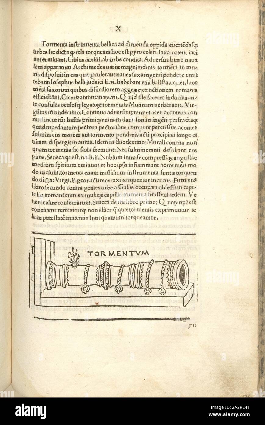 Il conflitto, la guerra nel Medioevo, armi, macchina di lancio, colpo di cannone pistola con fuoco Contatto, Xilografia, S. 359, (Liber decimus), 1483, Roberto Valturio: [De re militari]. Verona: [Boninus de Boninis], [1483 Foto Stock