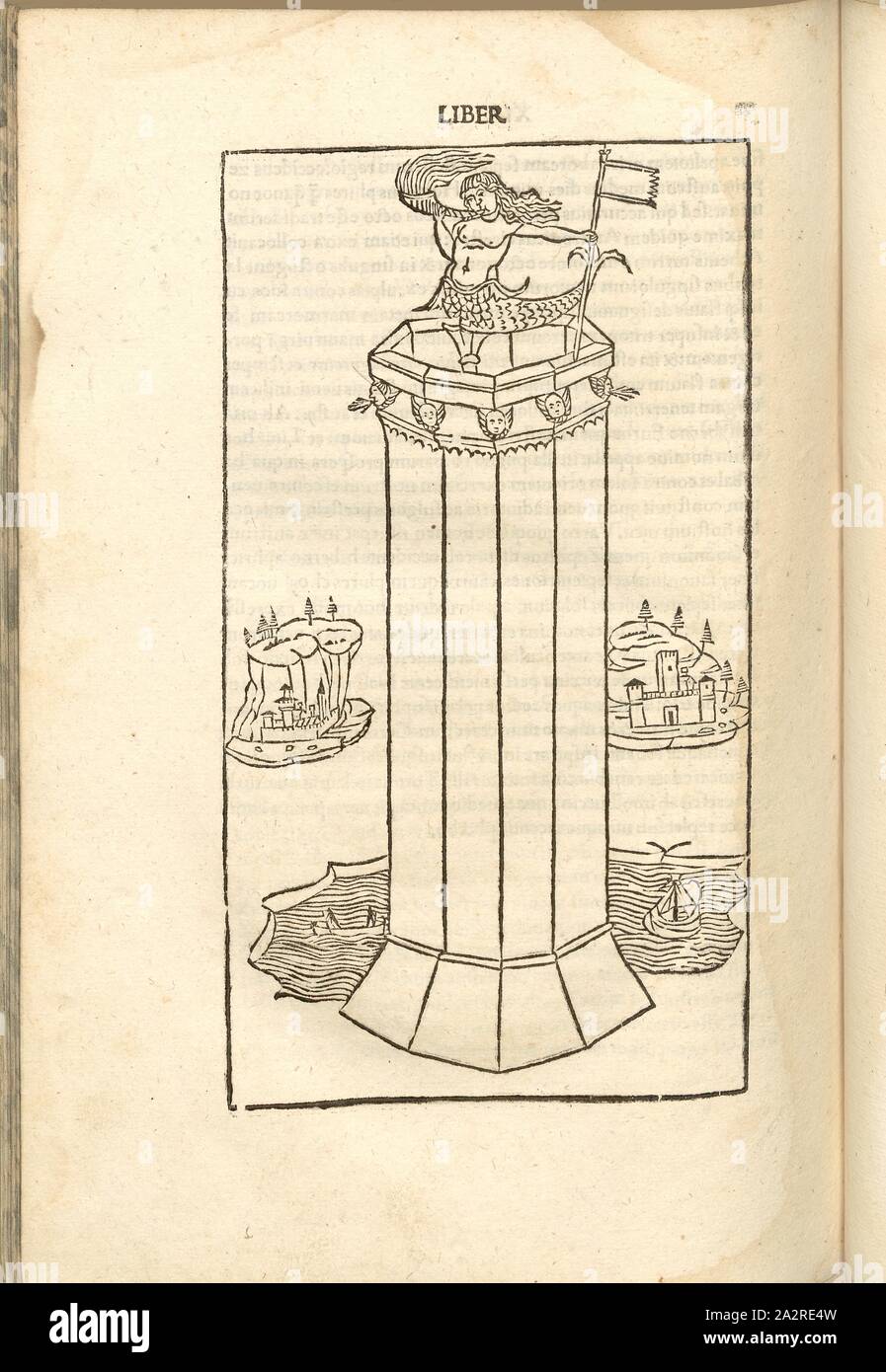 Faro, la guerra nel Medioevo, Spedizione, Faro, meteo, Scout, Xilografia, S. 400, (liber undecimus), 1483, Roberto Valturio: [De re militari]. Verona: [Boninus de Boninis], [1483 Foto Stock