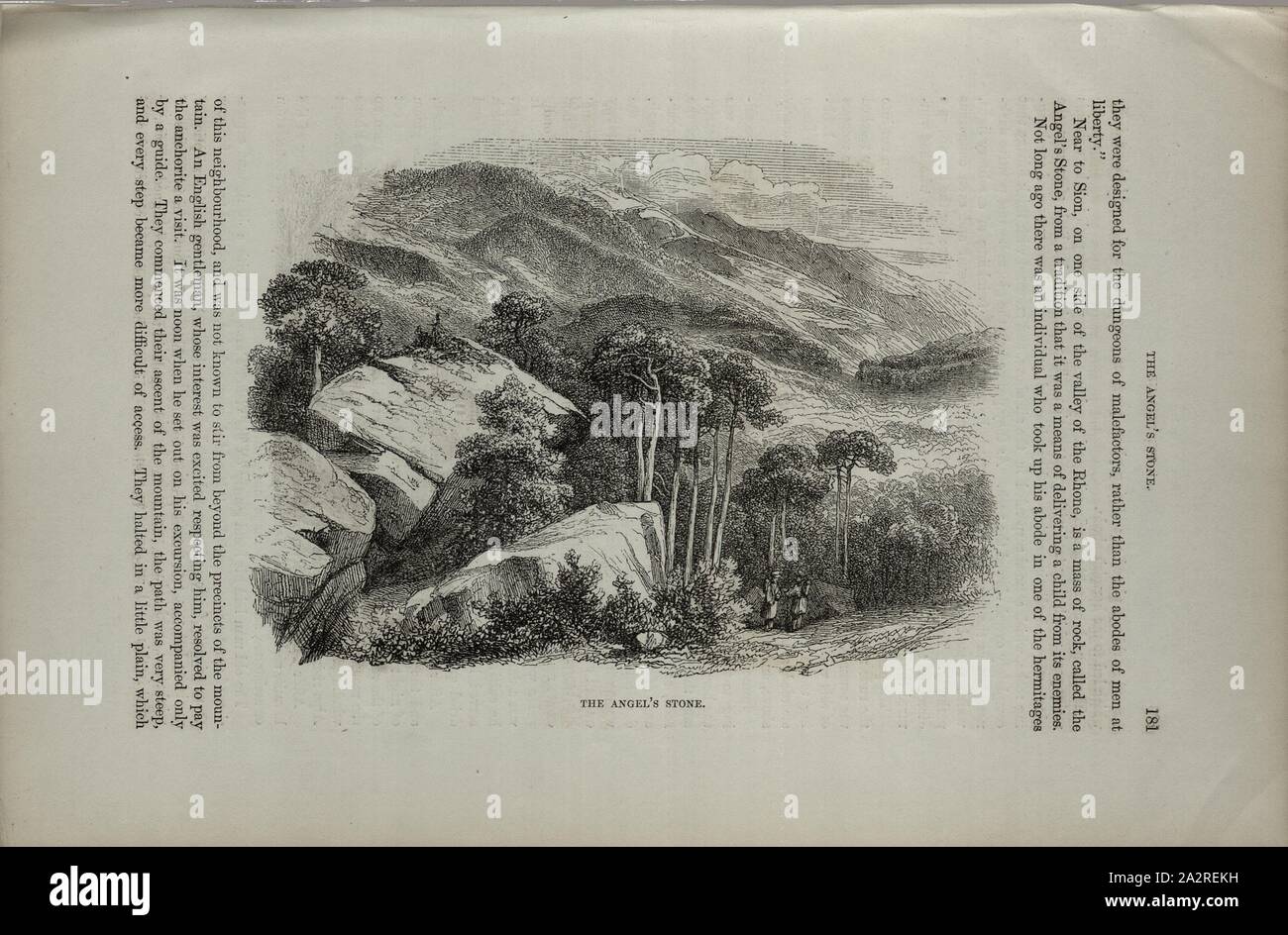 L'angelo della pietra, roccia nella Valle del Rodano vicino a Sion, p. 181, 1854, Charles Williams, Alpi, Svizzera e nord Italia. Londra: Cassell, 1854 Foto Stock
