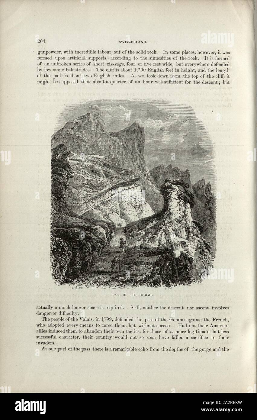 Pass dei Gemini, sul passo del Gemmi, firmato: Daubigny, p. 204, Daubigny, Charles-François, Charles Williams, Alpi, Svizzera e nord Italia. Londra: Cassell, 1854 Foto Stock