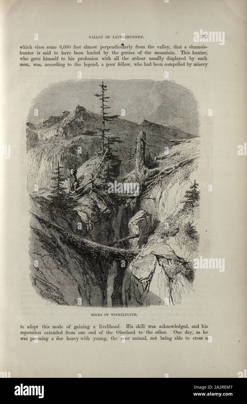 Rocce di Winkelfluch, Gorge in montagna sopra il Lago di Brienz, p. 253, Charles Williams, Alpi, Svizzera e nord Italia. Londra: Cassell, 1854 Foto Stock