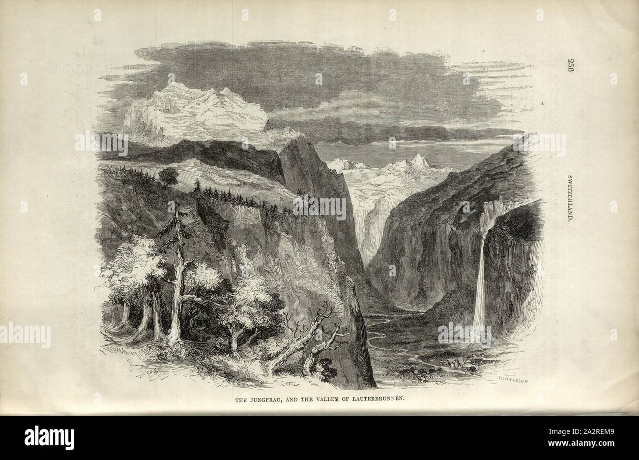 La Jungfrau e la valle di Lauterbrunnen, Lauterbrunnental e Jungfrau, p. 256, Measom, Charles Williams, Alpi, Svizzera e nord Italia. Londra: Cassell, 1854 Foto Stock