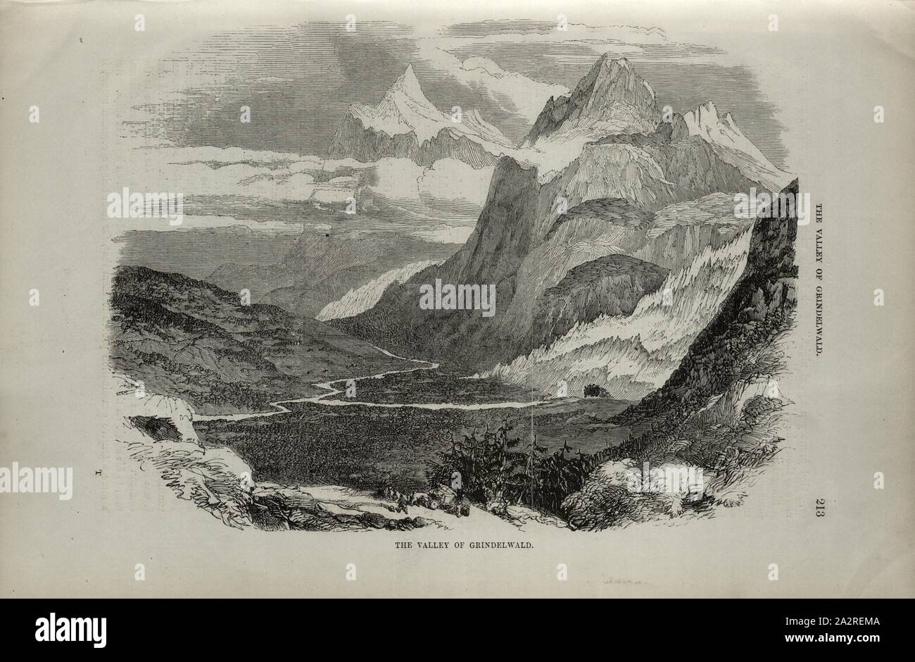 La Valle di Grindelwald, valle vicino a Grindelwald, p. 273, Charles Williams, Alpi, Svizzera e nord Italia. Londra: Cassell, 1854 Foto Stock