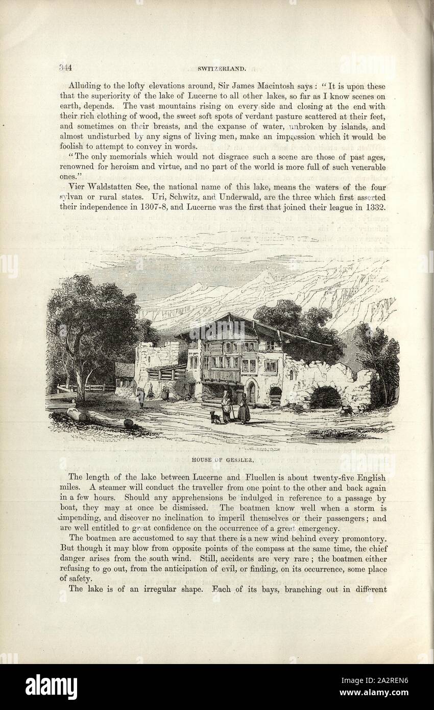 Casa di Gessler, Gessler's Residence, p. 344, 1854, Charles Williams, Alpi, Svizzera e nord Italia. Londra: Cassell, 1854 Foto Stock
