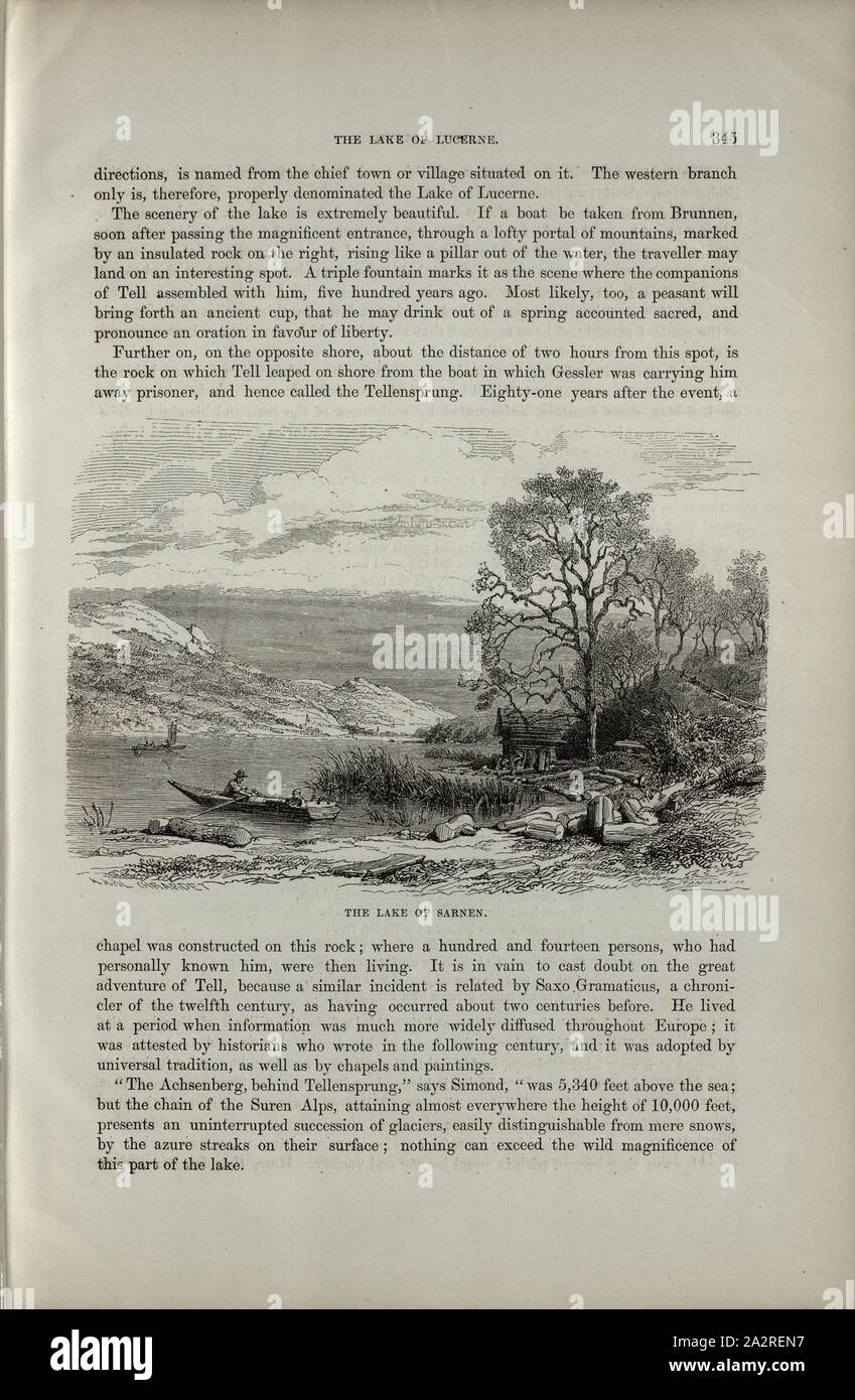 Il Lago di Sarnen, sul Sarnersee, p. 345, Tanisier (sc.), 1854, Charles Williams, Alpi, Svizzera e nord Italia. Londra: Cassell, 1854 Foto Stock