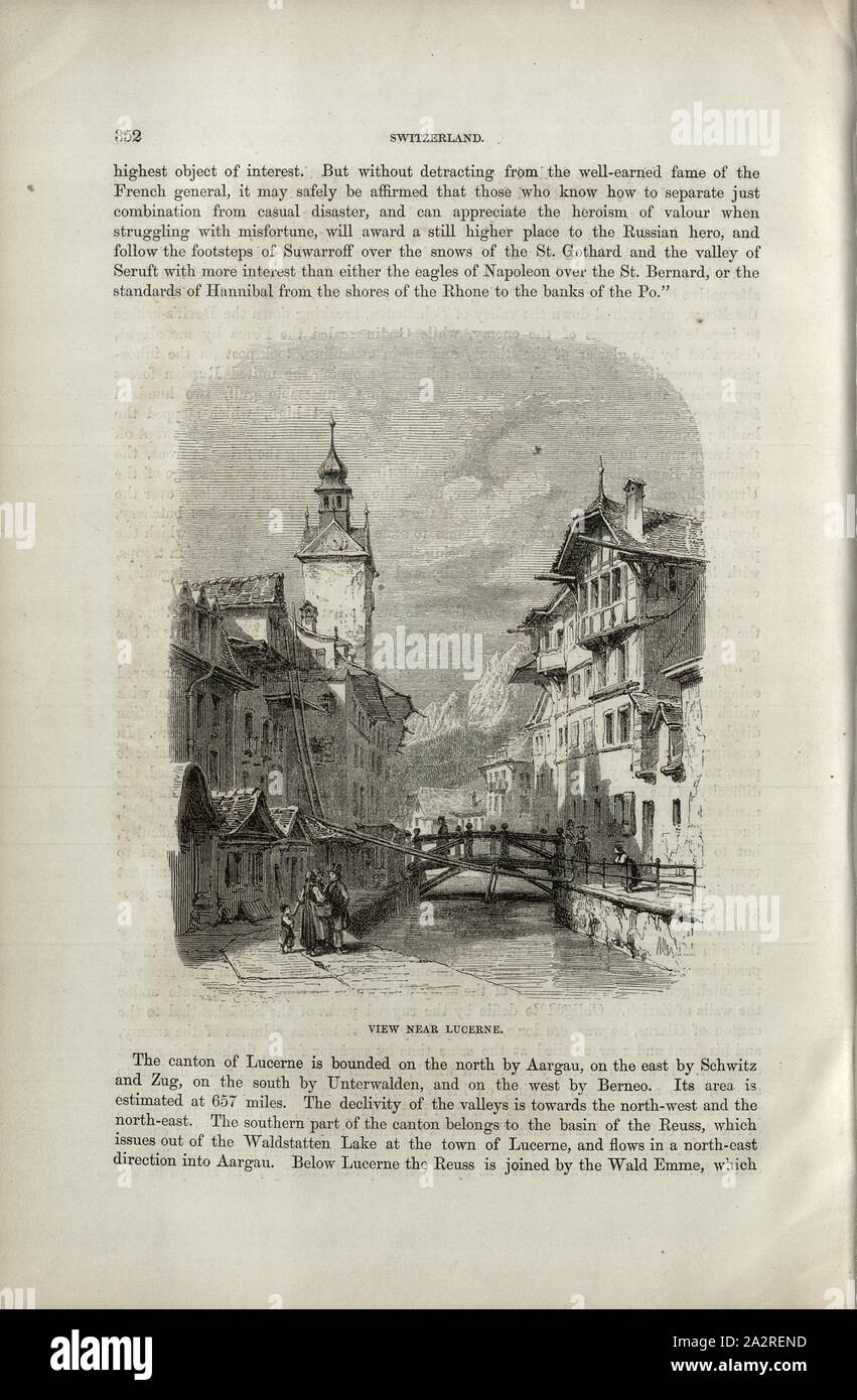 Visualizzare vicino a Lucerna, città vicino a Lucerna, p. 352, 1854, Charles Williams, Alpi, Svizzera e nord Italia. Londra: Cassell, 1854 Foto Stock