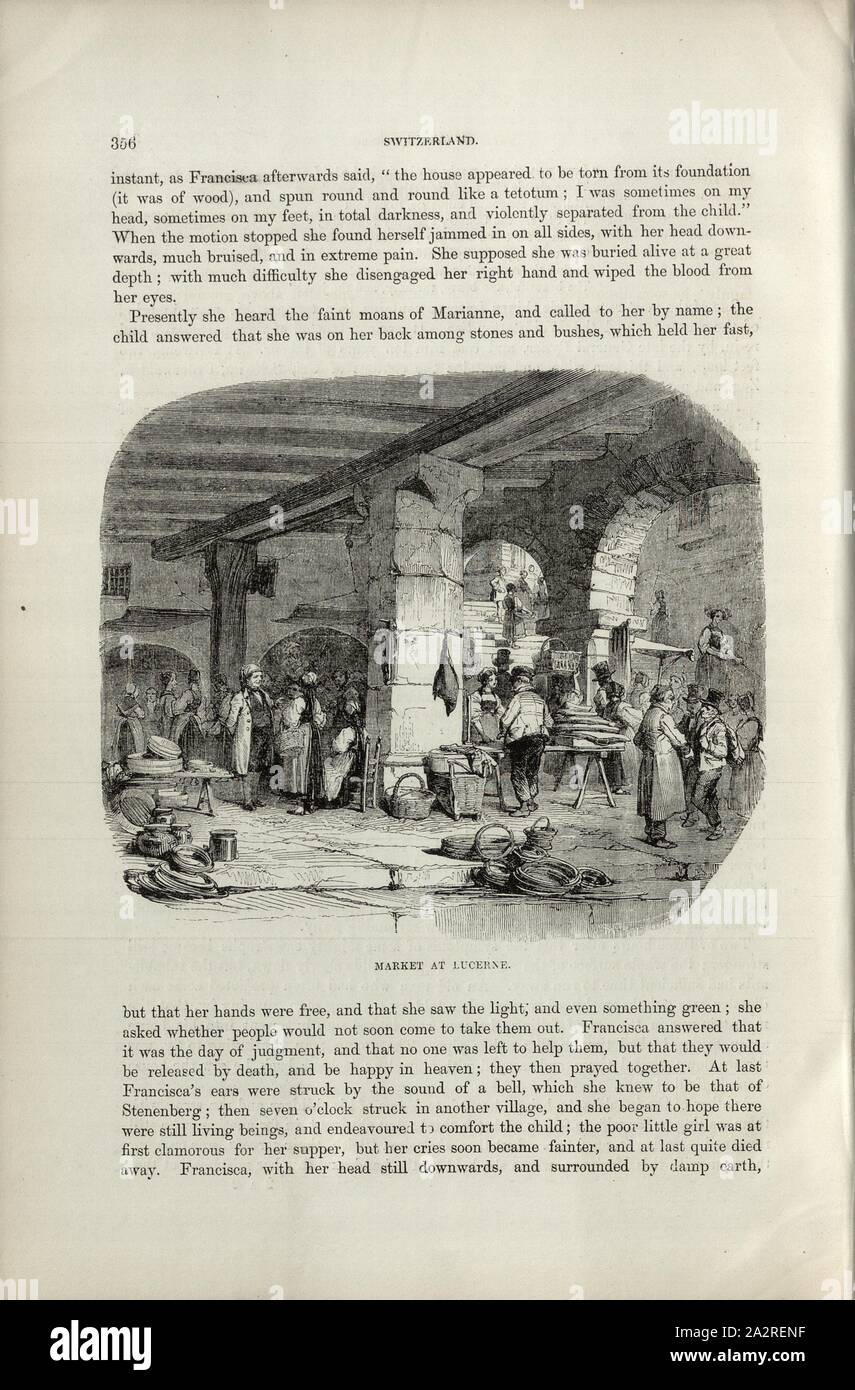 Mercato a Lucerna, mercato di Lucerna, p. 356, 1854, Charles Williams, Alpi, Svizzera e nord Italia. Londra: Cassell, 1854 Foto Stock