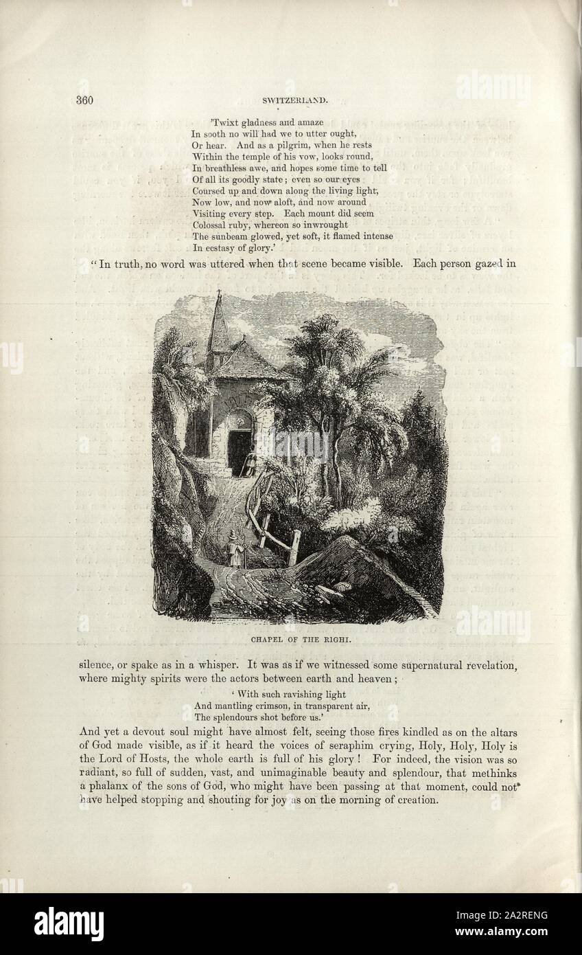 Cappella dei righi, cappella sul Monte Rigi, p. 360, 1854, Charles Williams, Alpi, Svizzera e nord Italia. Londra: Cassell, 1854 Foto Stock