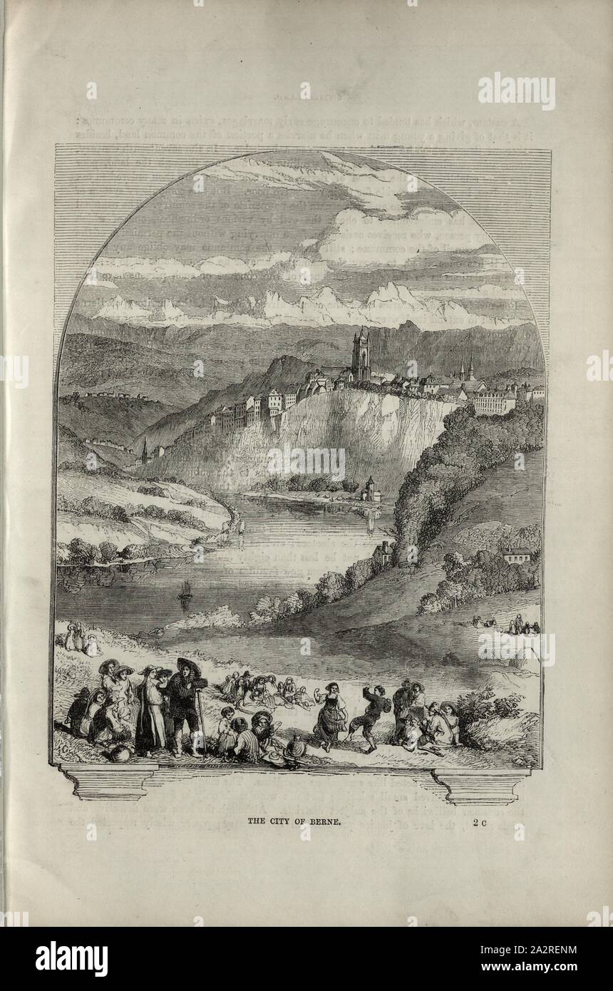 La città di Berna, vista di Berna e Aar, p. 385, 1854, Charles Williams, Alpi, Svizzera e nord Italia. Londra: Cassell, 1854 Foto Stock