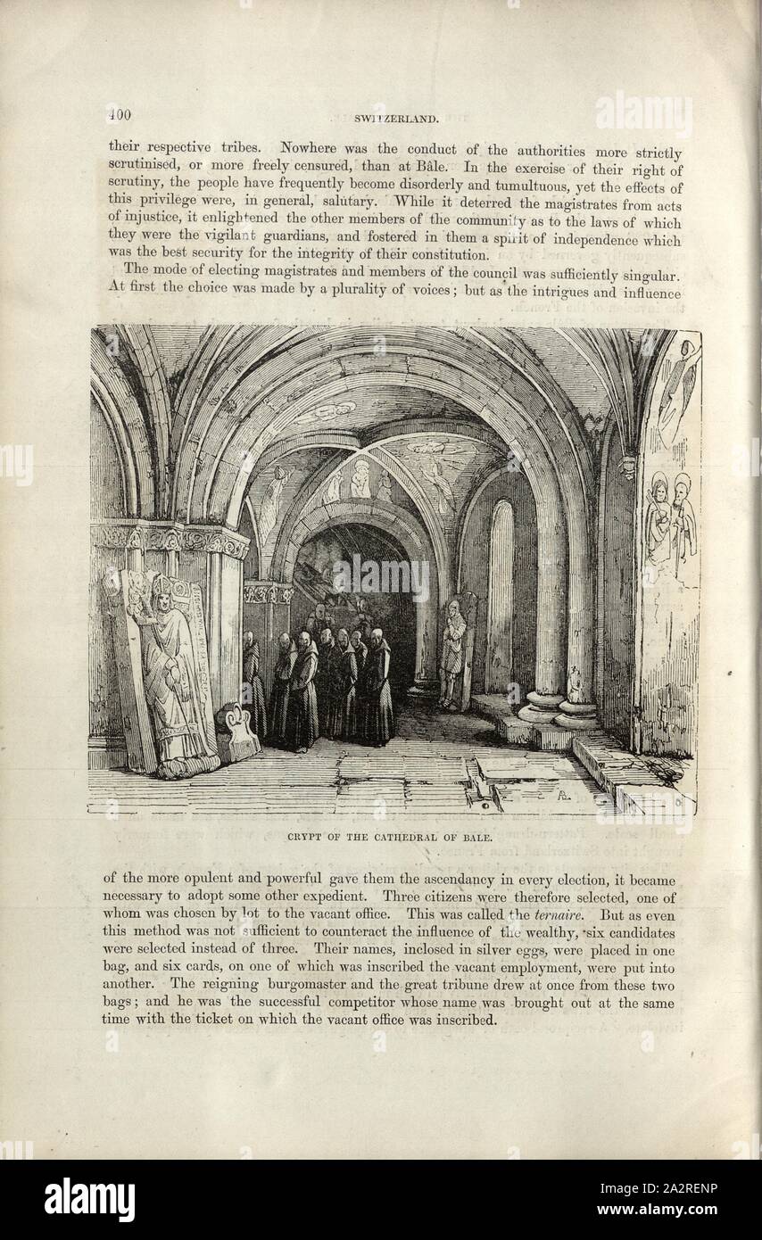 La cripta della cattedrale di Balla, nella cripta della cattedrale di Basilea, p. 400, 1854, Charles Williams, Alpi, Svizzera e nord Italia. Londra: Cassell, 1854 Foto Stock