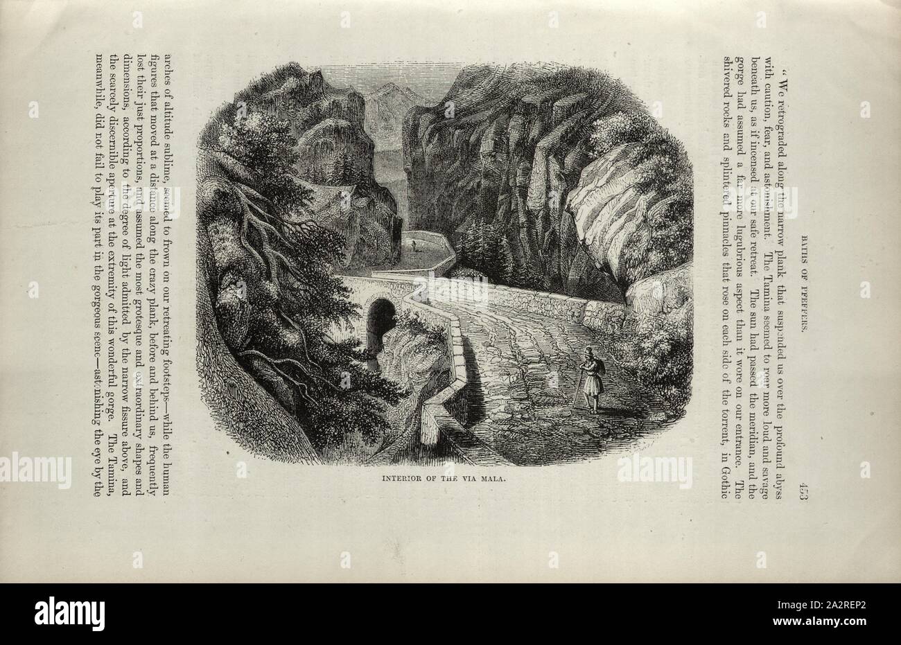 Interno della Via Mala, in Via Mala Gorge, p. 453, 1854, Charles Williams, Alpi, Svizzera e nord Italia. Londra: Cassell, 1854 Foto Stock