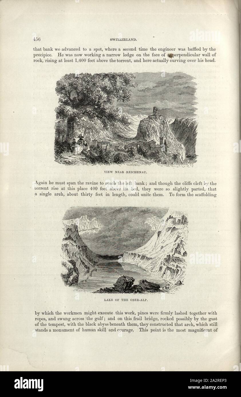 Visualizzare vicino a Reichenau - Lago del Ober-Alp, frazioni di Reichenau e Oberalpsee, p. 456, 1854, Charles Williams, Alpi, Svizzera e nord Italia. Londra: Cassell, 1854 Foto Stock