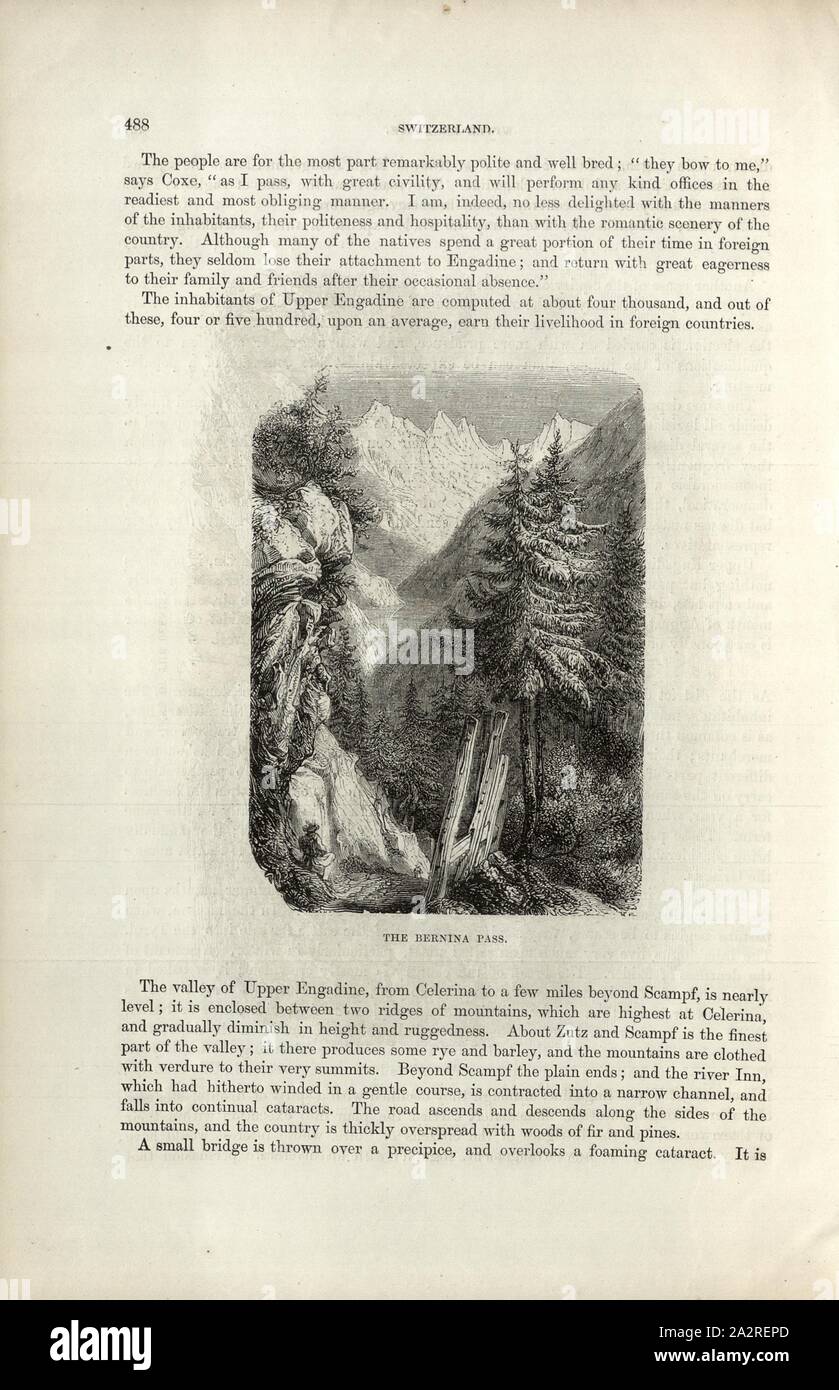 Il passo del Bernina e del Bernina, p. 488, 1854, Charles Williams, Alpi, Svizzera e nord Italia. Londra: Cassell, 1854 Foto Stock