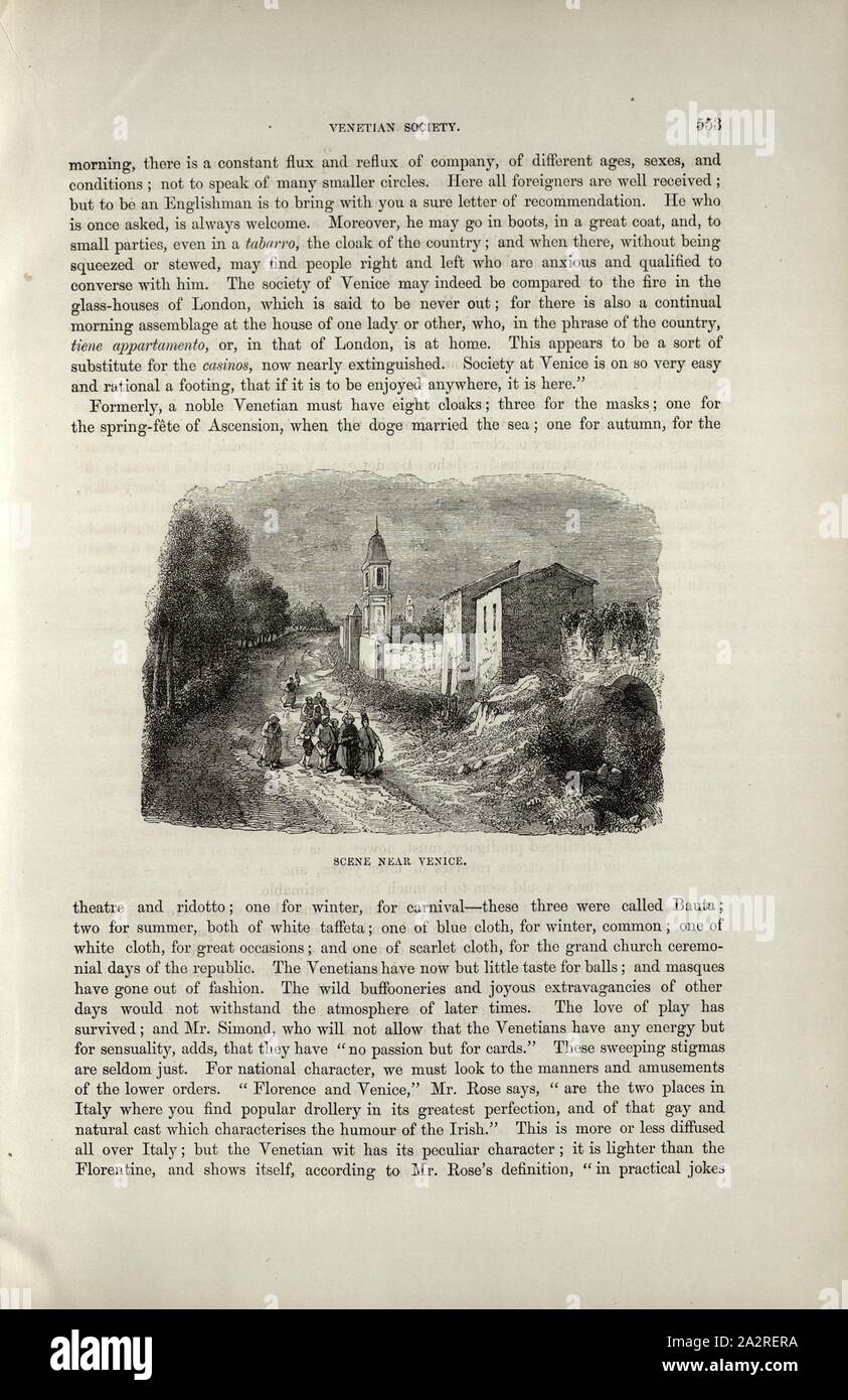 Scena vicino a Venezia, processione nella campagna vicino a Venezia, p. 553, 1854, Charles Williams, Alpi, Svizzera e nord Italia. Londra: Cassell, 1854 Foto Stock