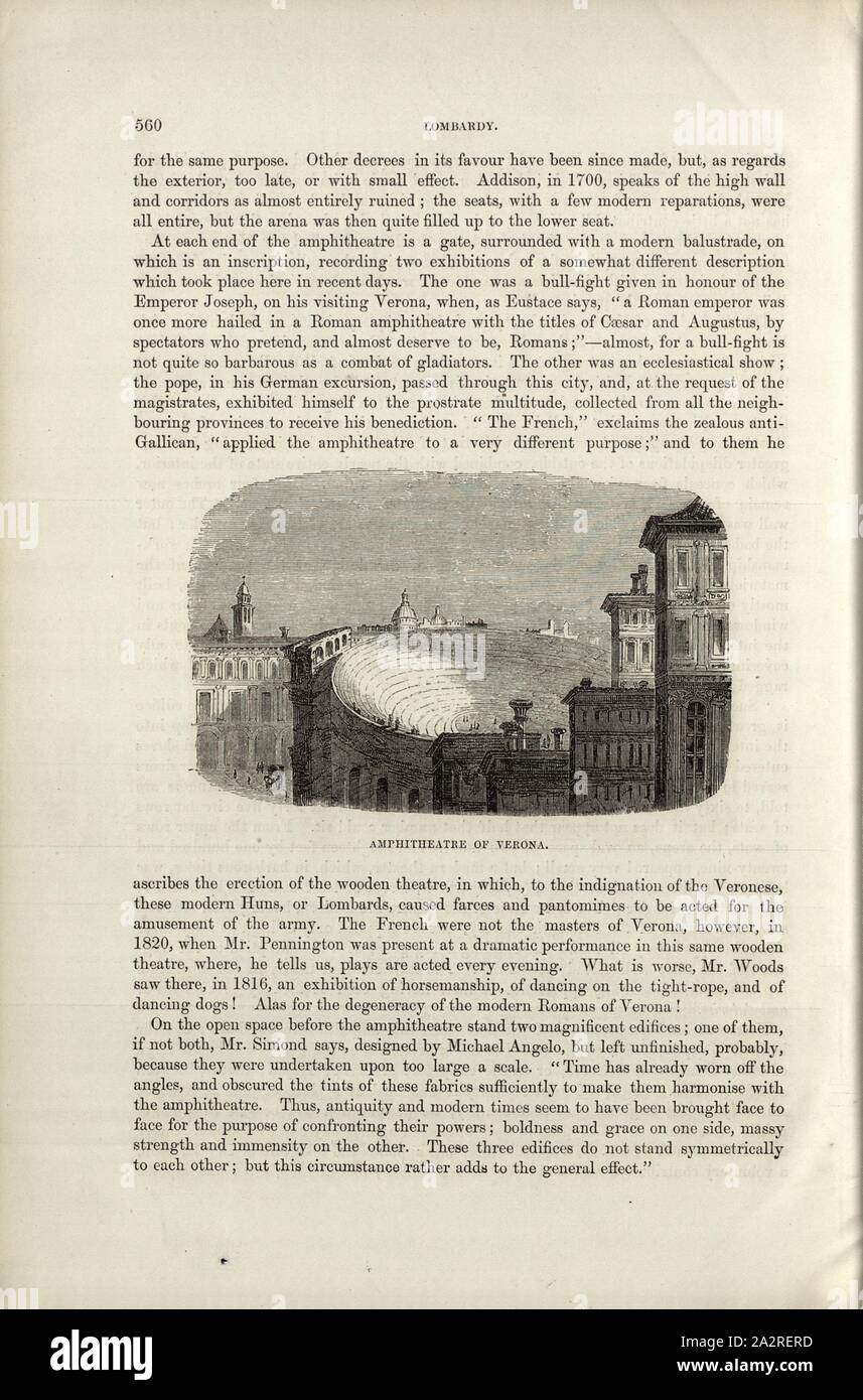 Arena di Verona, Arena di Verona, p. 560, 1854, Charles Williams, Alpi, Svizzera e nord Italia. Londra: Cassell, 1854 Foto Stock