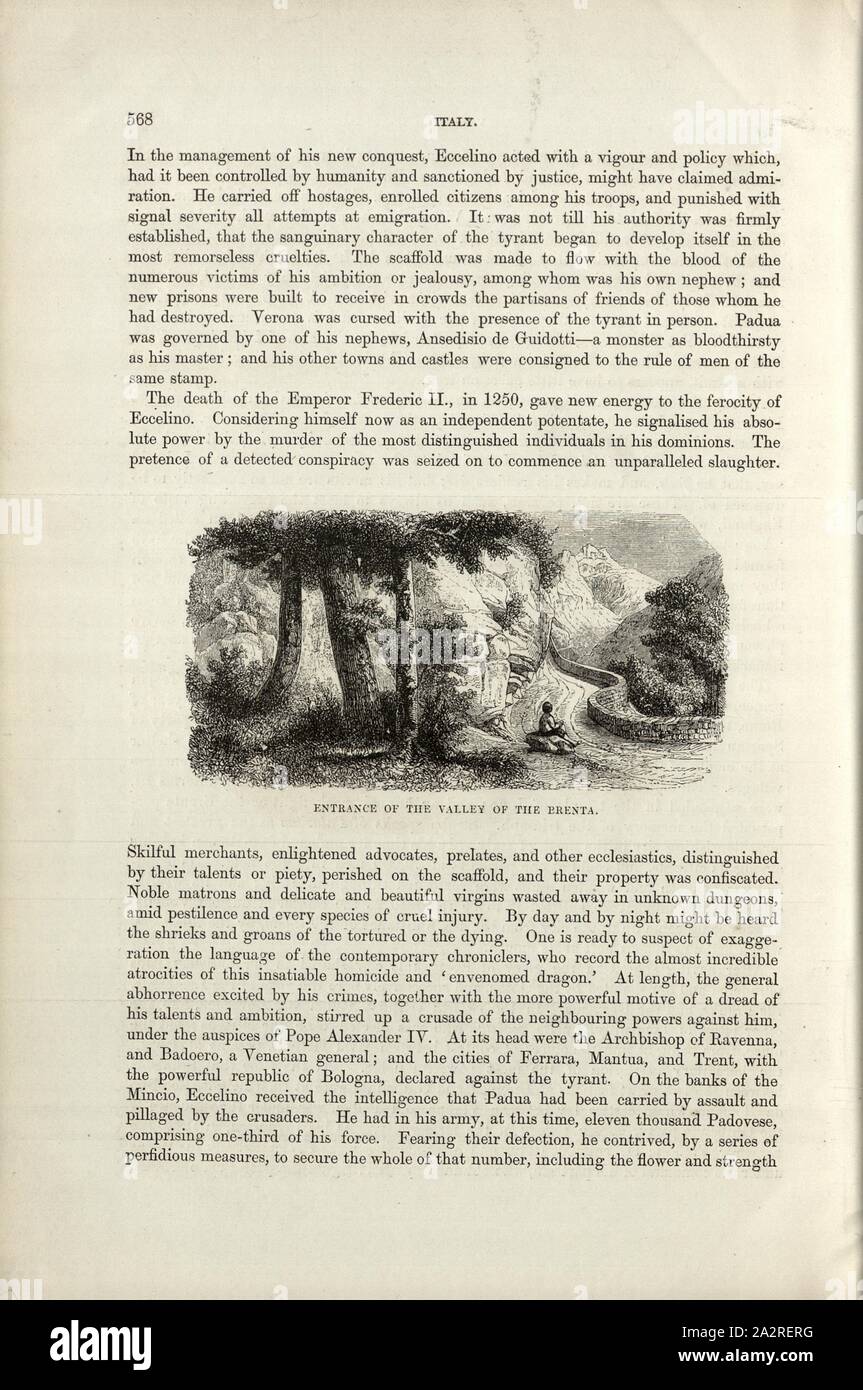 Ingresso della valle del Brenta, all'entrata della Val di Brenta, p. 568, 1854, Charles Williams, Alpi, Svizzera e nord Italia. Londra: Cassell, 1854 Foto Stock