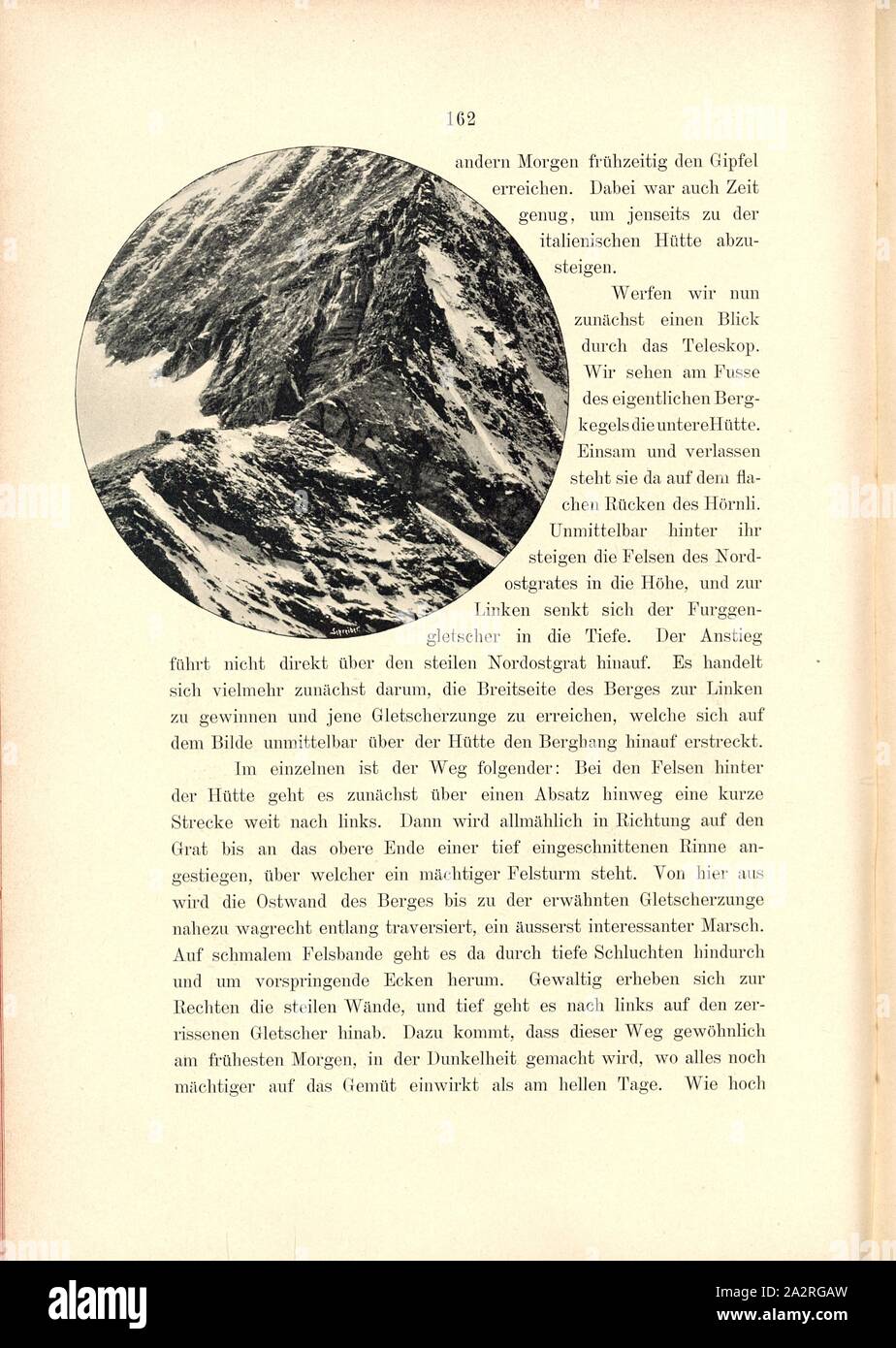 Roccia sul Cervino, Fig. 100, p. 162, Theodor Wundt: Das Matterhorn und seine Geschichte. Berlino: Raimund Mitscher, [1896 Foto Stock