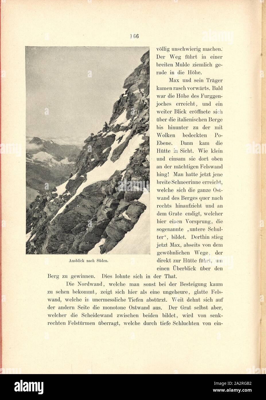 Vista di sud, sud vista sul Cervino nelle Alpi vallesane, Fig. 104, p. 166, Theodor Wundt: Das Matterhorn und seine Geschichte. Berlino: Raimund Mitscher, [1896 Foto Stock