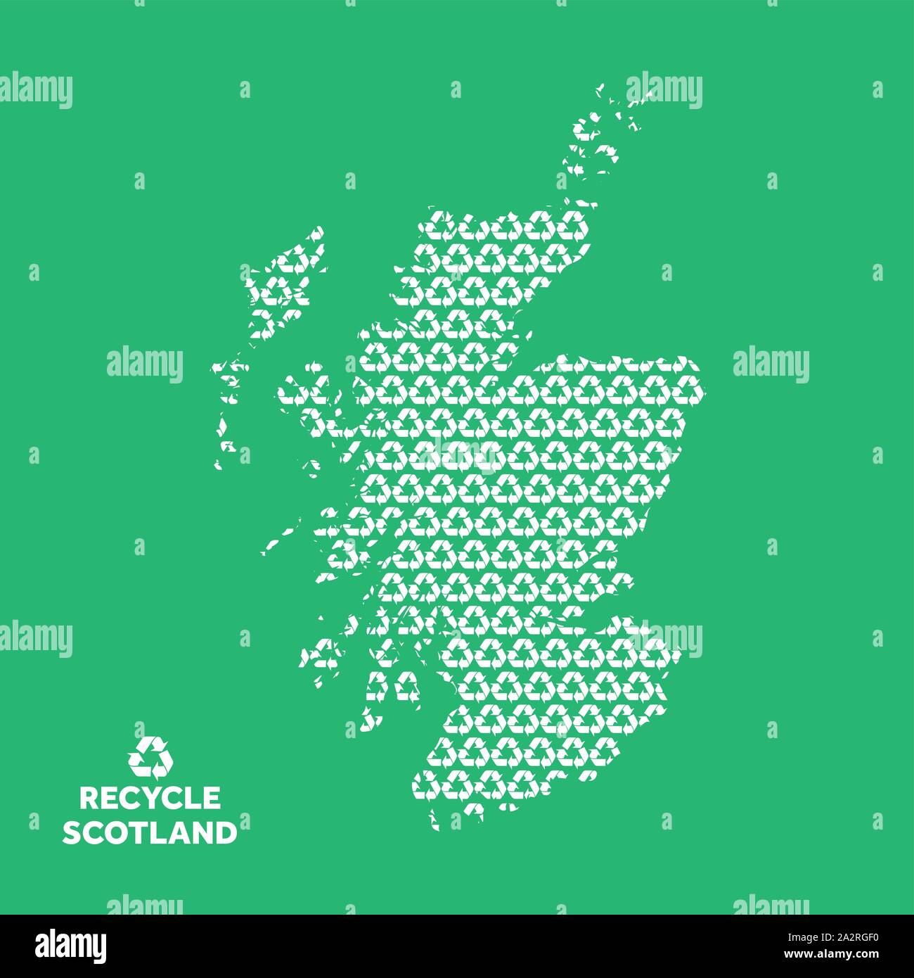 Scozia mappa fatta dal simbolo di riciclaggio. Concetto ambientale Illustrazione Vettoriale