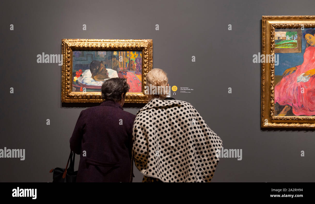 National Gallery di Londra, Regno Unito. Il 3 ottobre 2019. Il Credit Suisse mostra: Ritratti di Gauguin è la prima mostra dedicata ai ritratti di Paul Gauguin. Spanning i suoi primi anni come un artista che attraverso la sua dopo anni trascorsi nella Polinesia francese, la mostra come l'artista francese ha rivoluzionato il ritratto e dispone di una cinquantina di opere provenienti da collezioni pubbliche e private di tutto il mondo. Immagine: Il Royal fine 1892. Il J. Paul Getty Museum di Los Angeles. Credito: Malcolm Park/Alamy Live News. Foto Stock