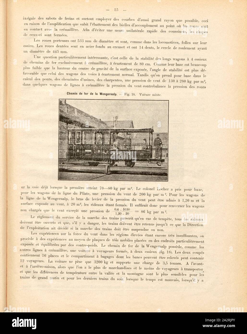 Auto misti, vagone di miste di seconda e di terza classe, Fig. 18, p. 15, 1893, Emil Strub: Le chemin de fer de la Wengernalp. [S.l.m.]: [s.n.], 1893 Foto Stock