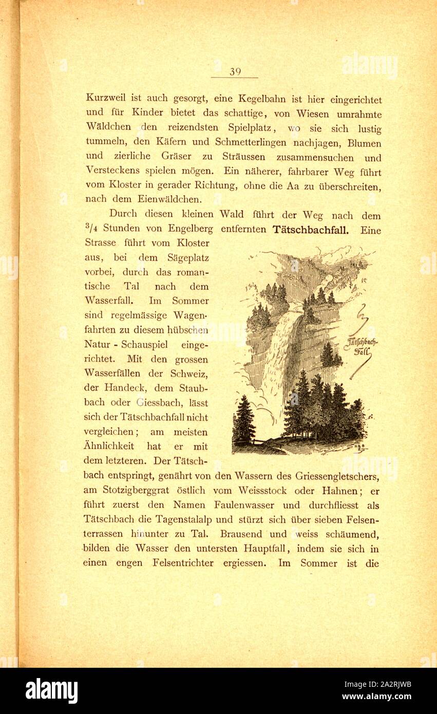 Tätschbachfall, Taschbachbach in Engelberg, firmato: H. & B., p. 39, p. 52, Hofer & Burger (ill.), Albert Fleiner; Xaver Imfeld [et al.]: Engelberg: Streifzüge durch Gebirg und Tal. Zurigo: Hofer & Burger, [18 Foto Stock