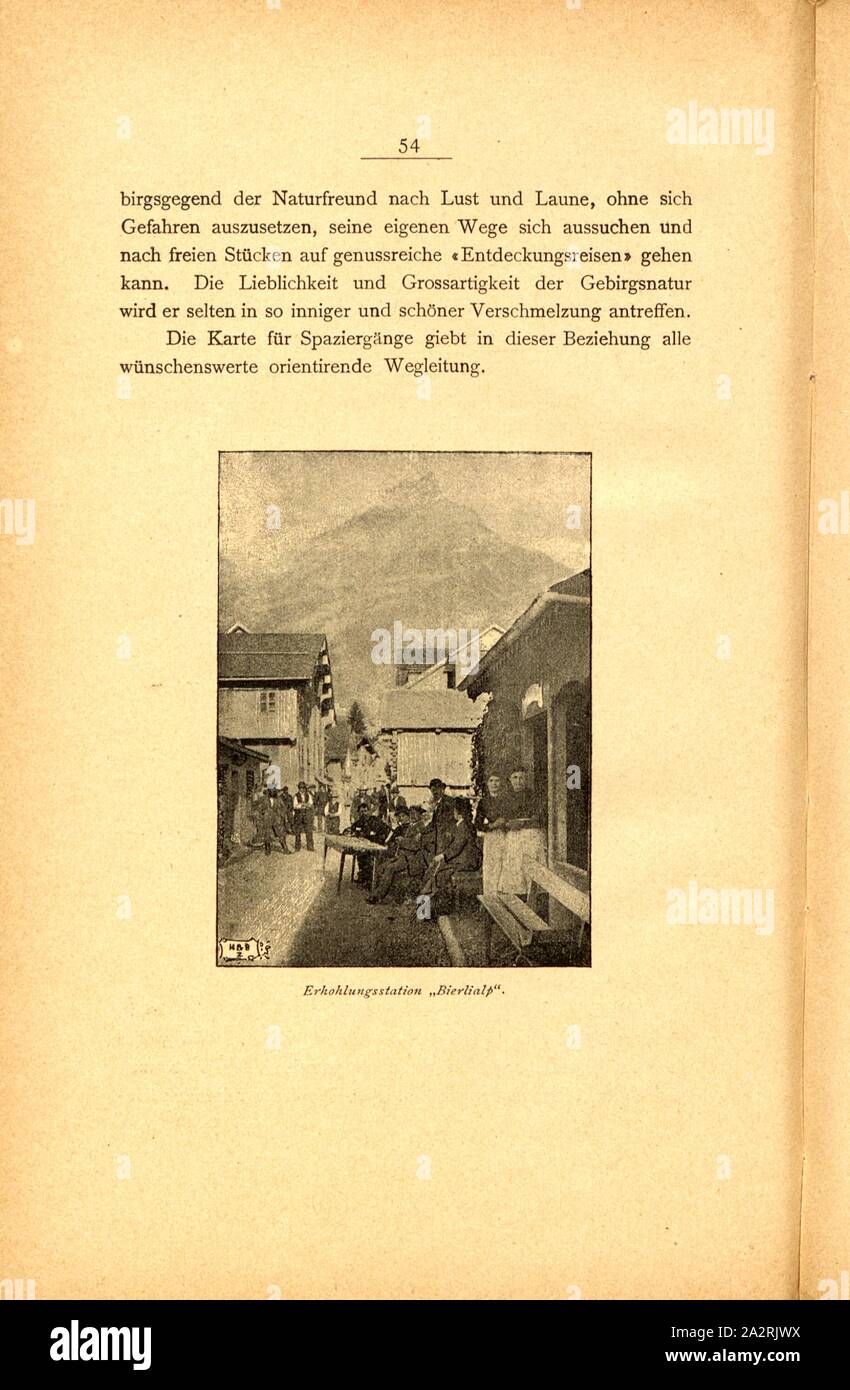 Stazione di recupero Bierlialp, Taverna al Bierlialp in Engelberg, firmato: H. & B, p. 54, p. 68, Hofer & Burger (ill.), Albert Fleiner; Xaver Imfeld [et al.]: Engelberg: Streifzüge durch Gebirg und Tal. Zurigo: Hofer & Burger, [18 Foto Stock