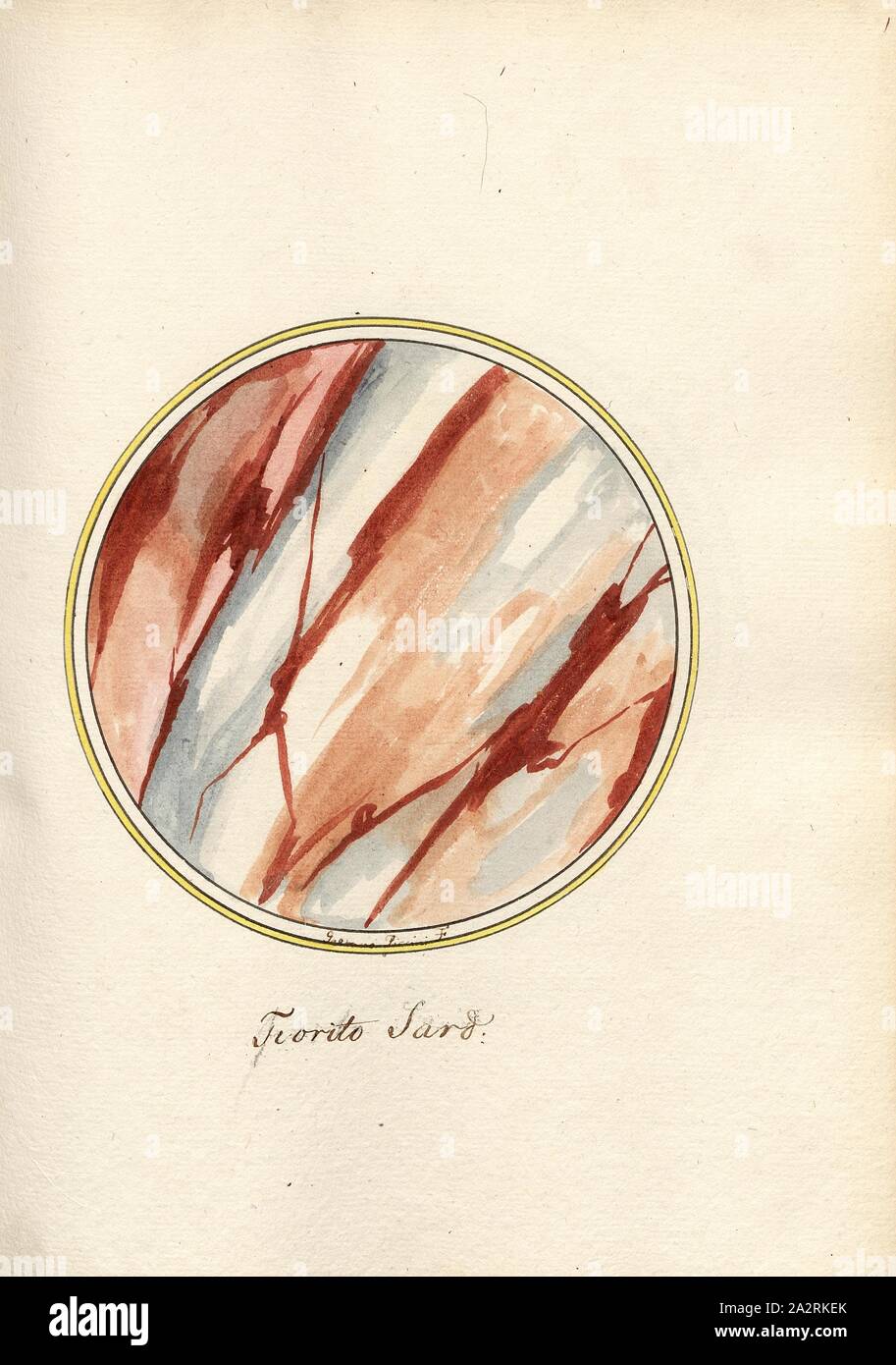 Fiorito Sard., la sezione trasversale di una parete di roccia, firmato: Gaetano Piccini F, Fig. 25, p. 57, Piccini, Gaetano (fec.), Gaetano Piccini: [Breccia antica]. [Rom]: [s.n.], [17 Foto Stock