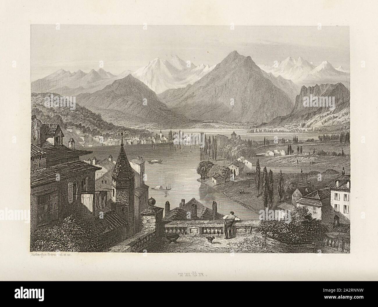 Thune, Thun, attacco, p. 168, Rouargue frères (CANC. et sc.), Xavier Marmier: Voyage en Suisse. Parigi: Morizot, [1861 Foto Stock